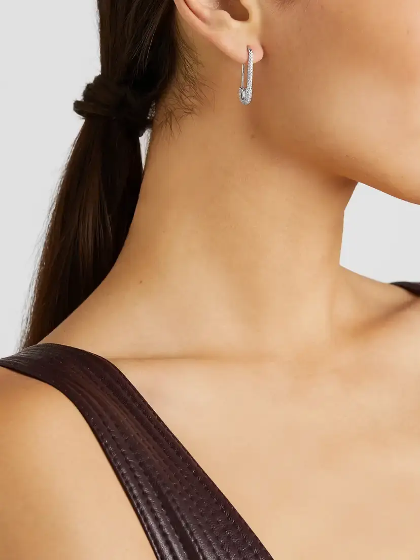 Anita Ko Safety Pin 18-karat White Gold Diamond Single Earring | Thumbnail 4 Anita Ko Safety Pin 18-karat White Gold Diamond Single Earring | Thumbnail 4