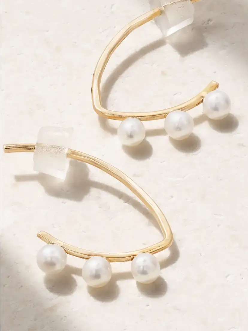 Melissa Joy Manning 14-karat Recycled Gold Pearl Earrings | Thumbnail 3