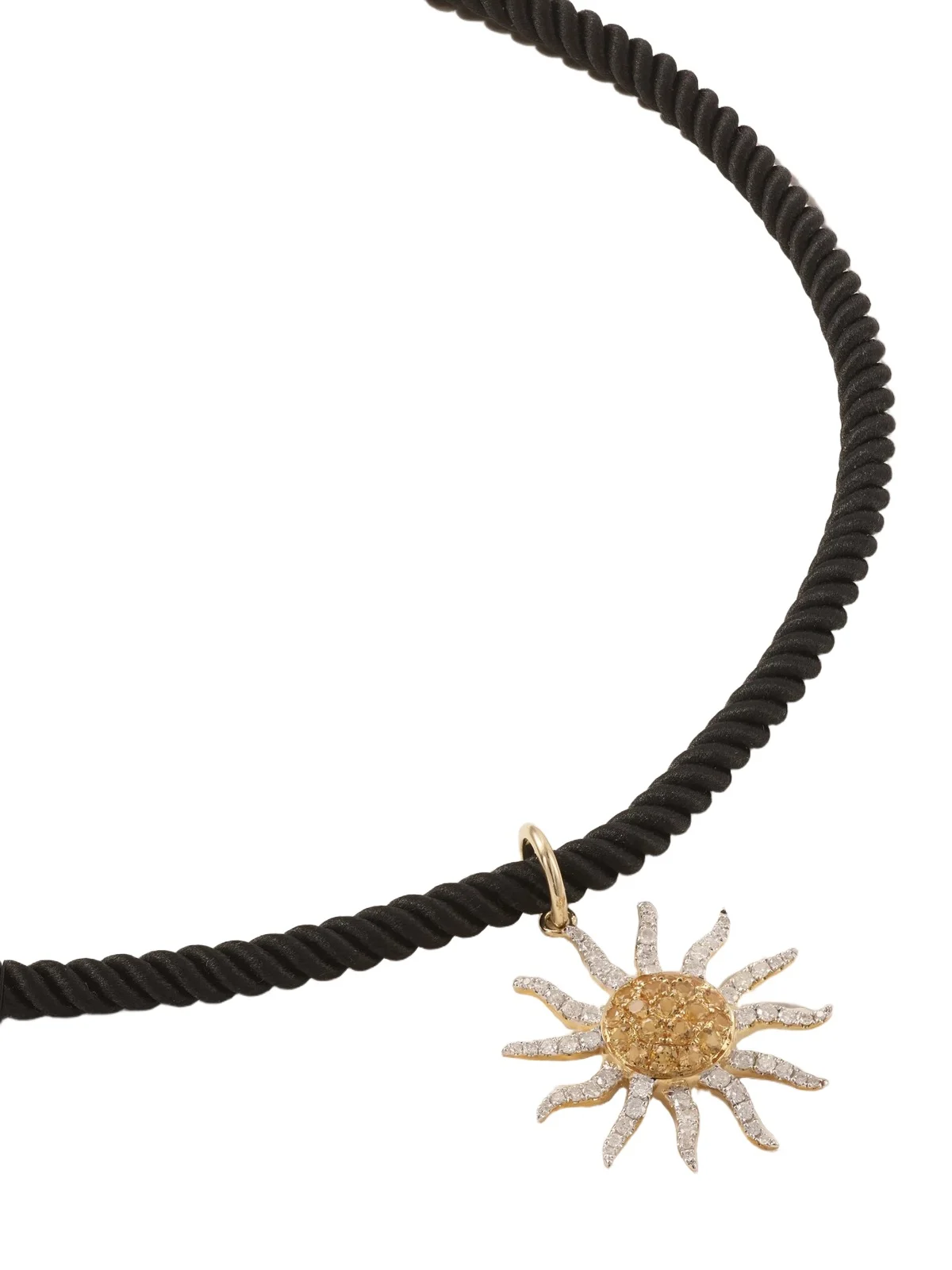 Yvonne Léon Soleil 9-karat Gold, Cord, Citrine And Diamond Necklace - Black