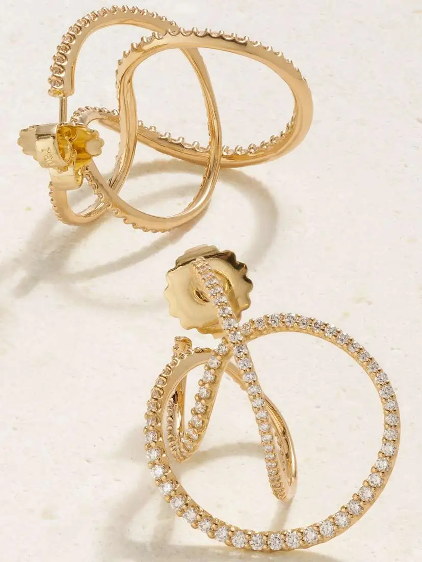 OLE LYNGGAARD COPENHAGEN Twisted Love 18-karat Gold Diamond Earrings | Thumbnail 3