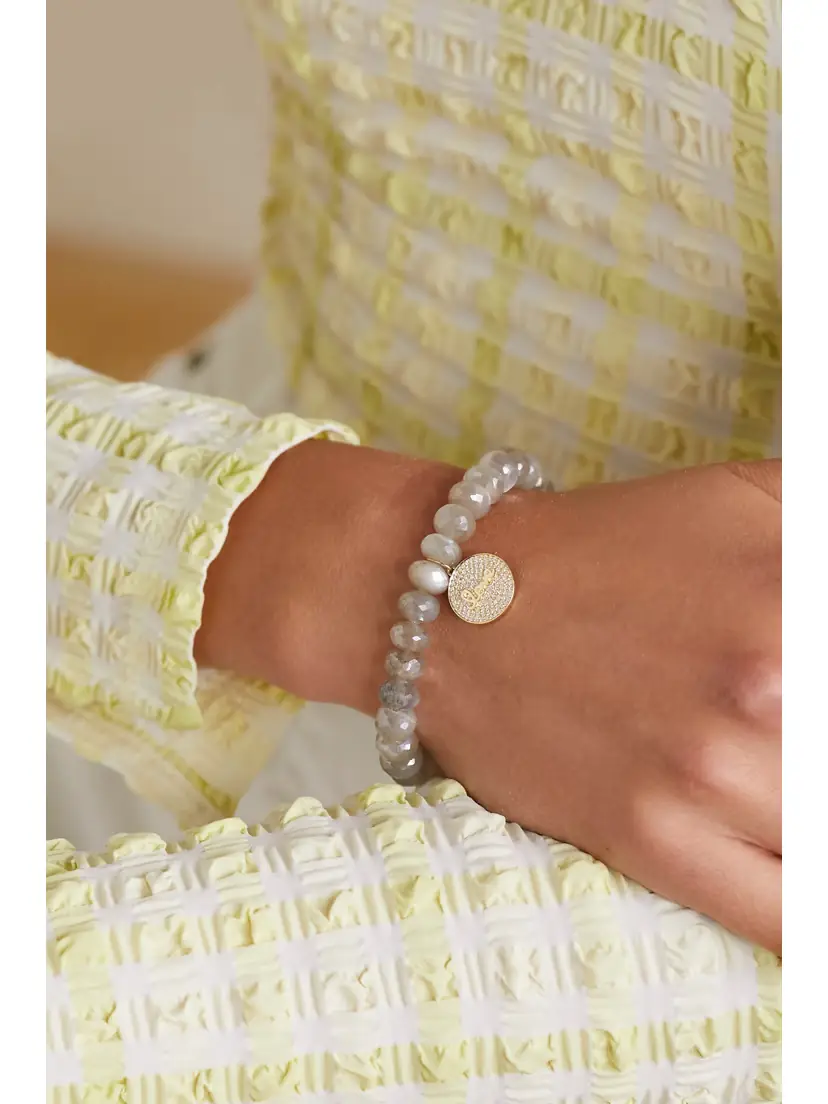 Sydney Evan Love Script 14-karat Gold, Moonstone And Diamond Bracelet | Thumbnail 2 Sydney Evan Love Script 14-karat Gold, Moonstone And Diamond Bracelet | Thumbnail 2