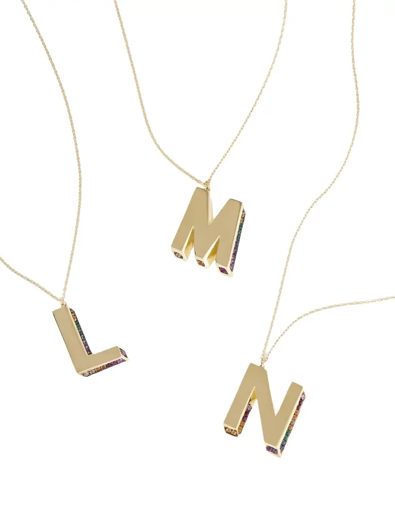 Initials 14-karat Gold Sapphire Necklace - Y