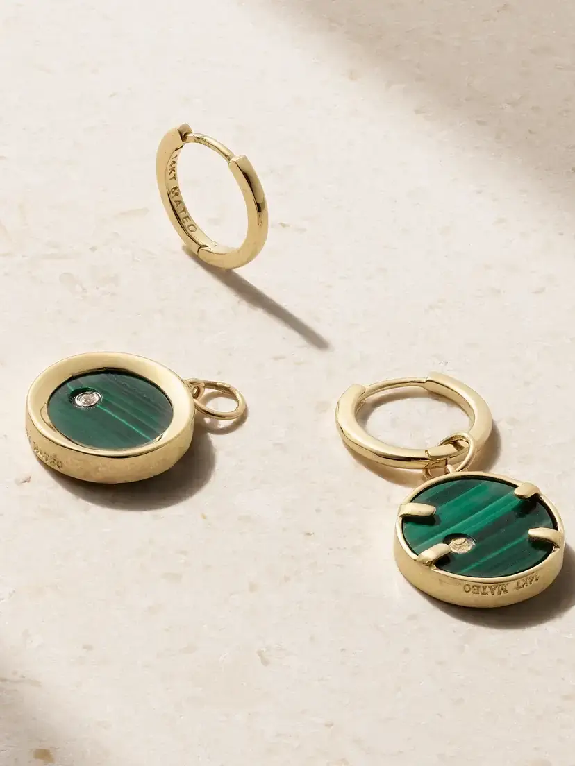 Mateo Convertible 14-karat Gold, Malachite And Diamond Earrings - Green | Thumbnail 3 Mateo Convertible 14-karat Gold, Malachite And Diamond Earrings - Green | Thumbnail 3