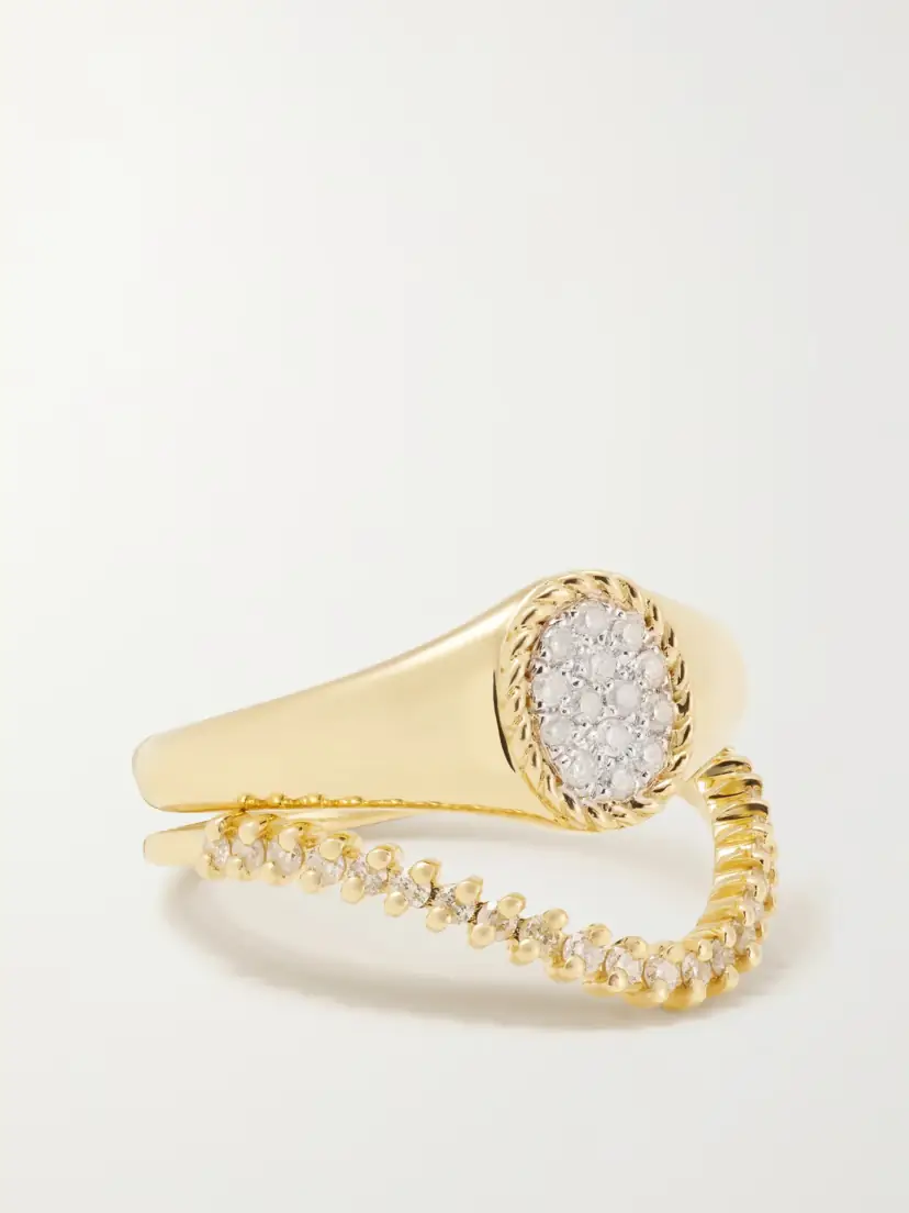 Yvonne Léon 9-karat Gold Diamond Signet Ring Set | Thumbnail 2 Yvonne Léon 9-karat Gold Diamond Signet Ring Set | Thumbnail 2