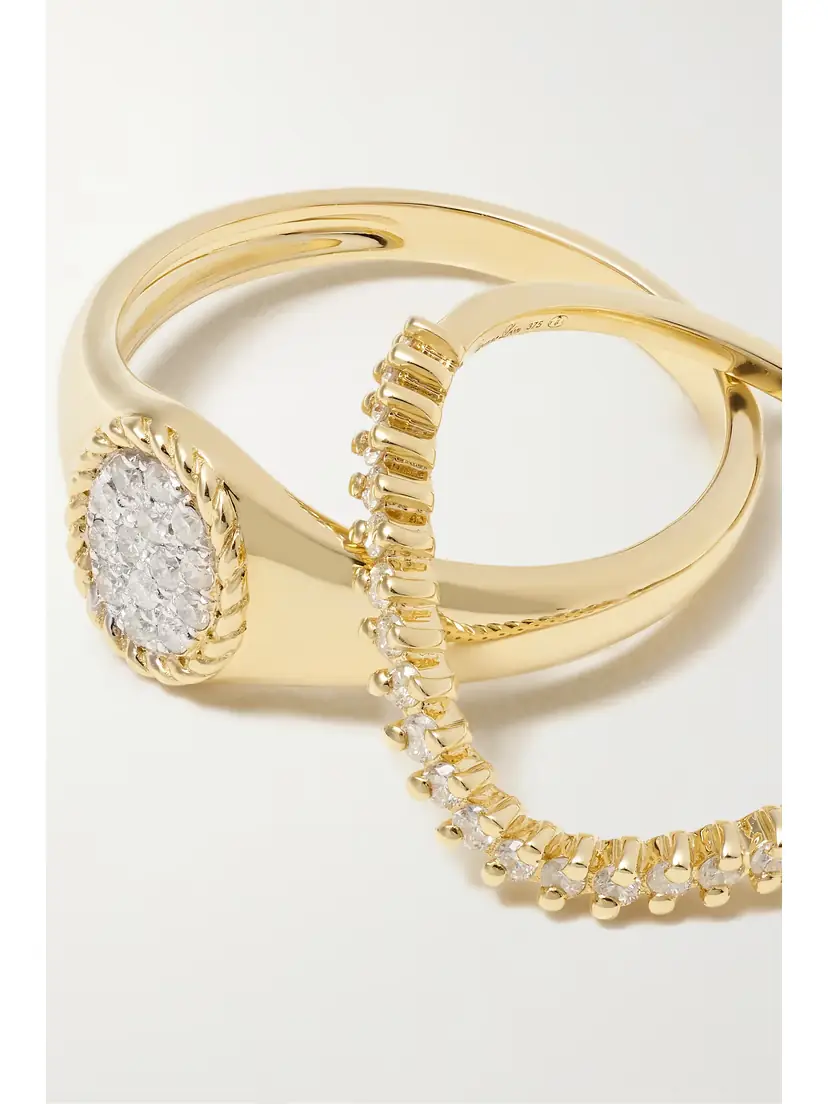 Yvonne Léon 9-karat Gold Diamond Signet Ring Set | Thumbnail 5 Yvonne Léon 9-karat Gold Diamond Signet Ring Set | Thumbnail 5