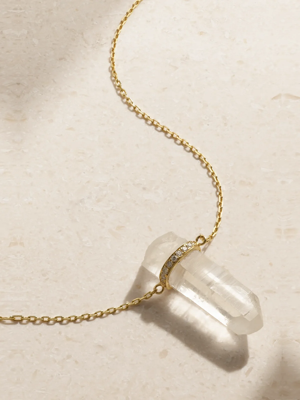 14-karat Gold, Quartz And Diamond Necklace