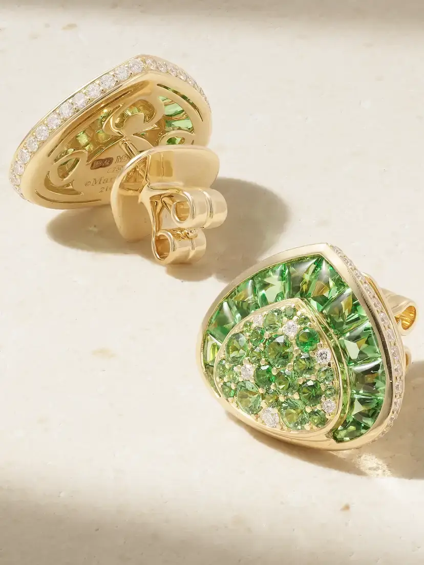 Marina B Dora 18-karat Gold, Tsavorite And Diamond Earrings | Thumbnail 3 Marina B Dora 18-karat Gold, Tsavorite And Diamond Earrings | Thumbnail 3