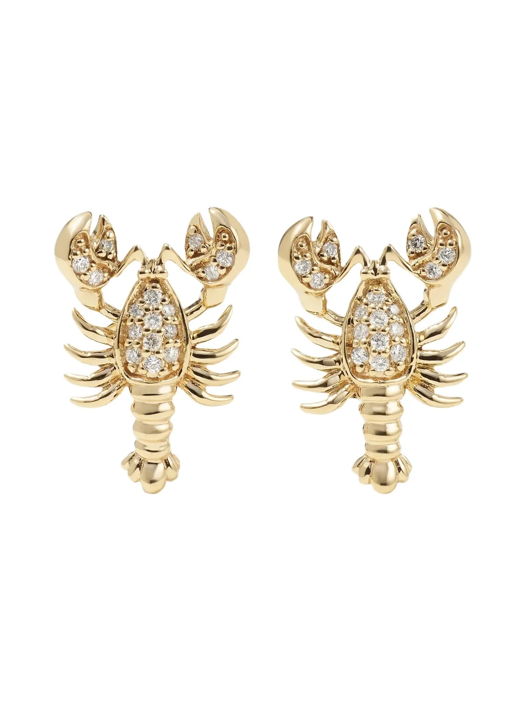 Lobster 14-karat Gold Diamond Earrings Lobster 14-karat Gold Diamond Earrings