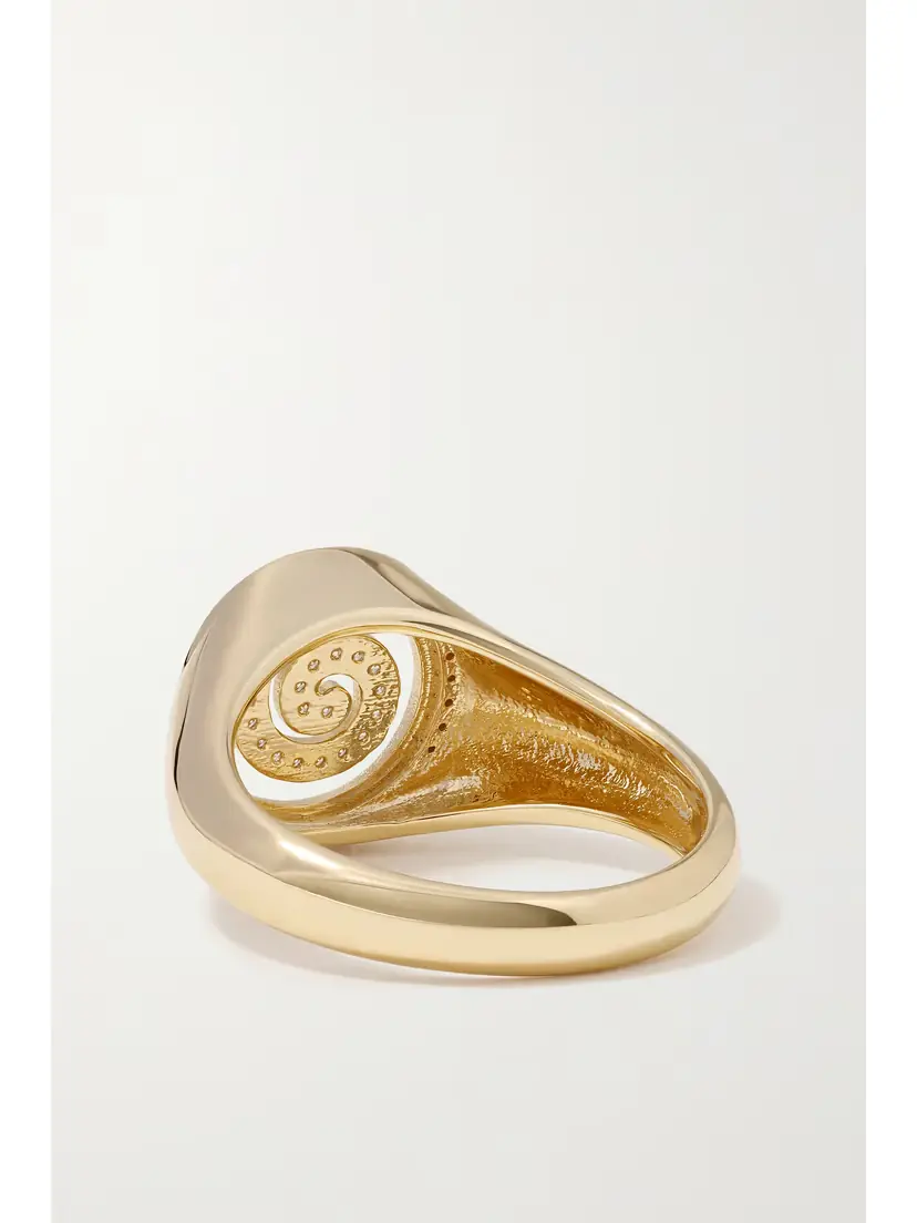 Sydney Evan Spiral 14-karat Gold Diamond Signet Ring | Thumbnail 4 Sydney Evan Spiral 14-karat Gold Diamond Signet Ring | Thumbnail 4