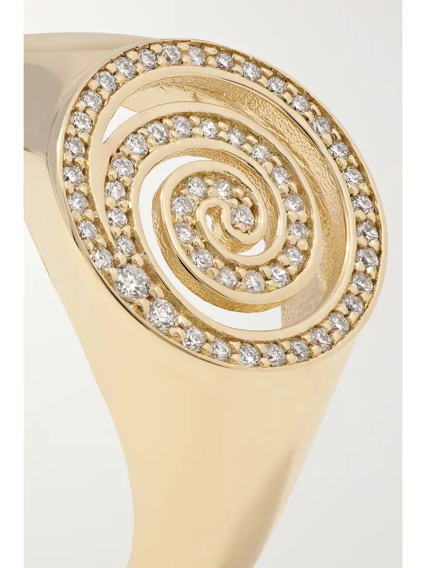 Sydney Evan Spiral 14-karat Gold Diamond Signet Ring | Thumbnail 5 Sydney Evan Spiral 14-karat Gold Diamond Signet Ring | Thumbnail 5
