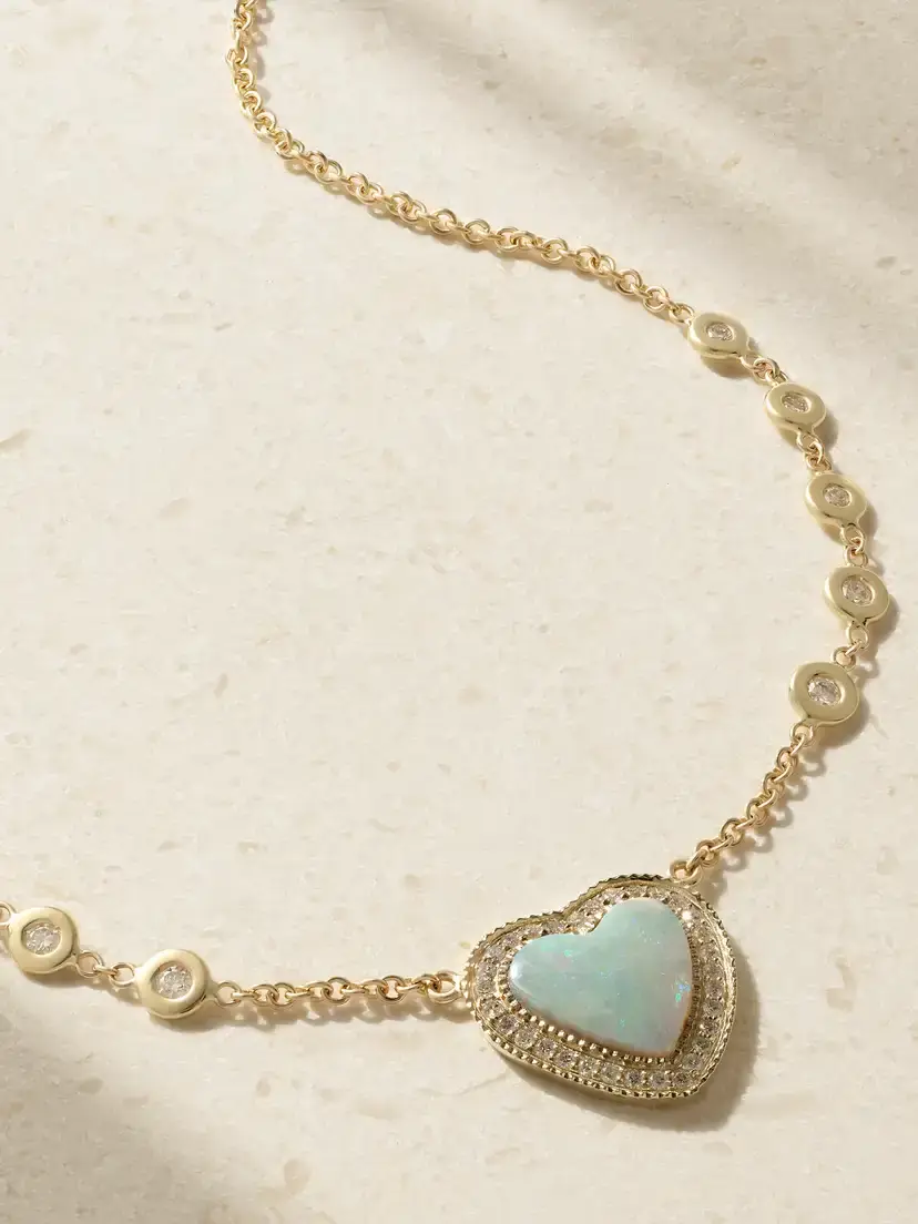 Jacquie Aiche 14-karat Gold, Diamond And Opal Necklace | Image 1 Jacquie Aiche 14-karat Gold, Diamond And Opal Necklace | Image 1