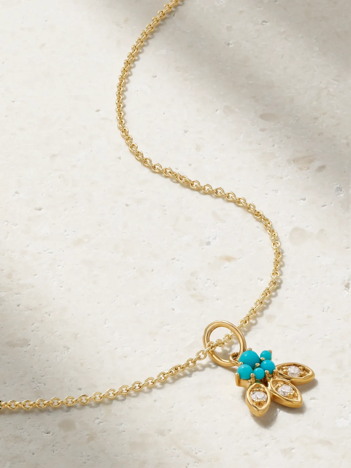 14-karat Gold, Turquoise And Diamond Necklace 14-karat Gold, Turquoise And Diamond Necklace
