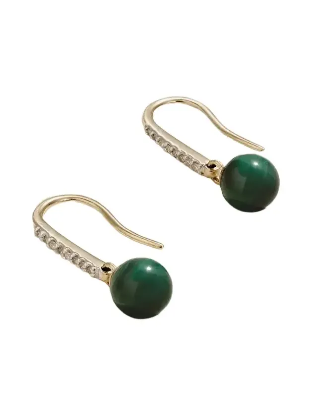 14-karat Gold, Malachite And Diamond Earrings 14-karat Gold, Malachite And Diamond Earrings