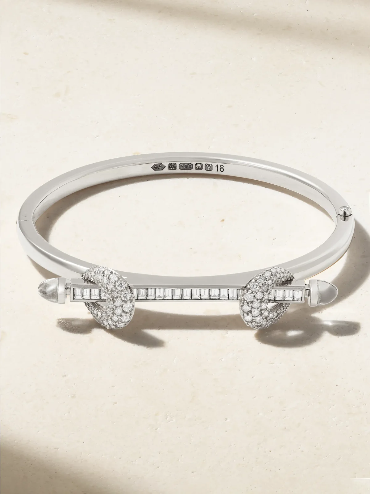 Chakra Icon 18-karat White Gold, Diamond And Quartz Bangle Chakra Icon 18-karat White Gold, Diamond And Quartz Bangle
