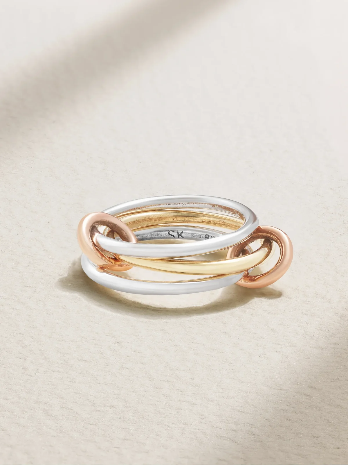Solarium Set Of Three 18-karat Yellow And Rose Gold And Sterling Silver Rings Solarium Set Of Three 18-karat Yellow And Rose Gold And Sterling Silver Rings