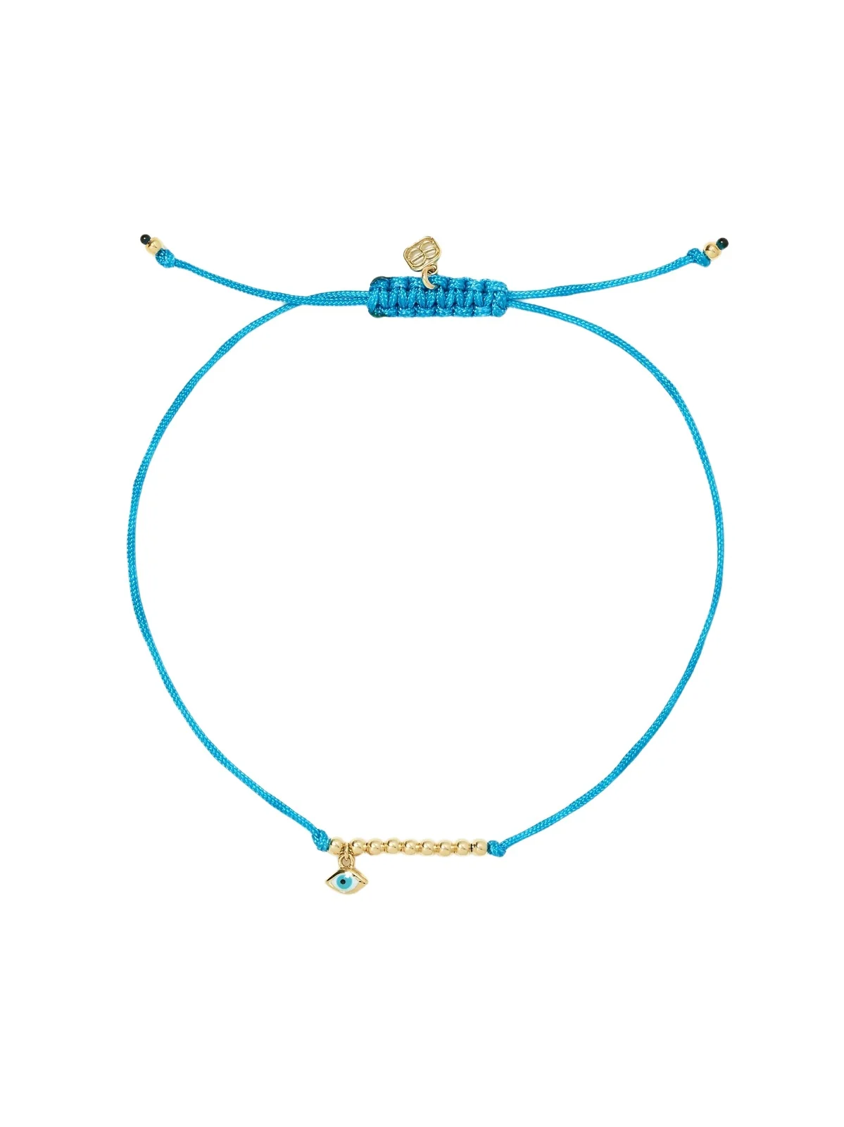 Evil Eye 14-karat Gold, Cord And Enamel Bracelet - Blue