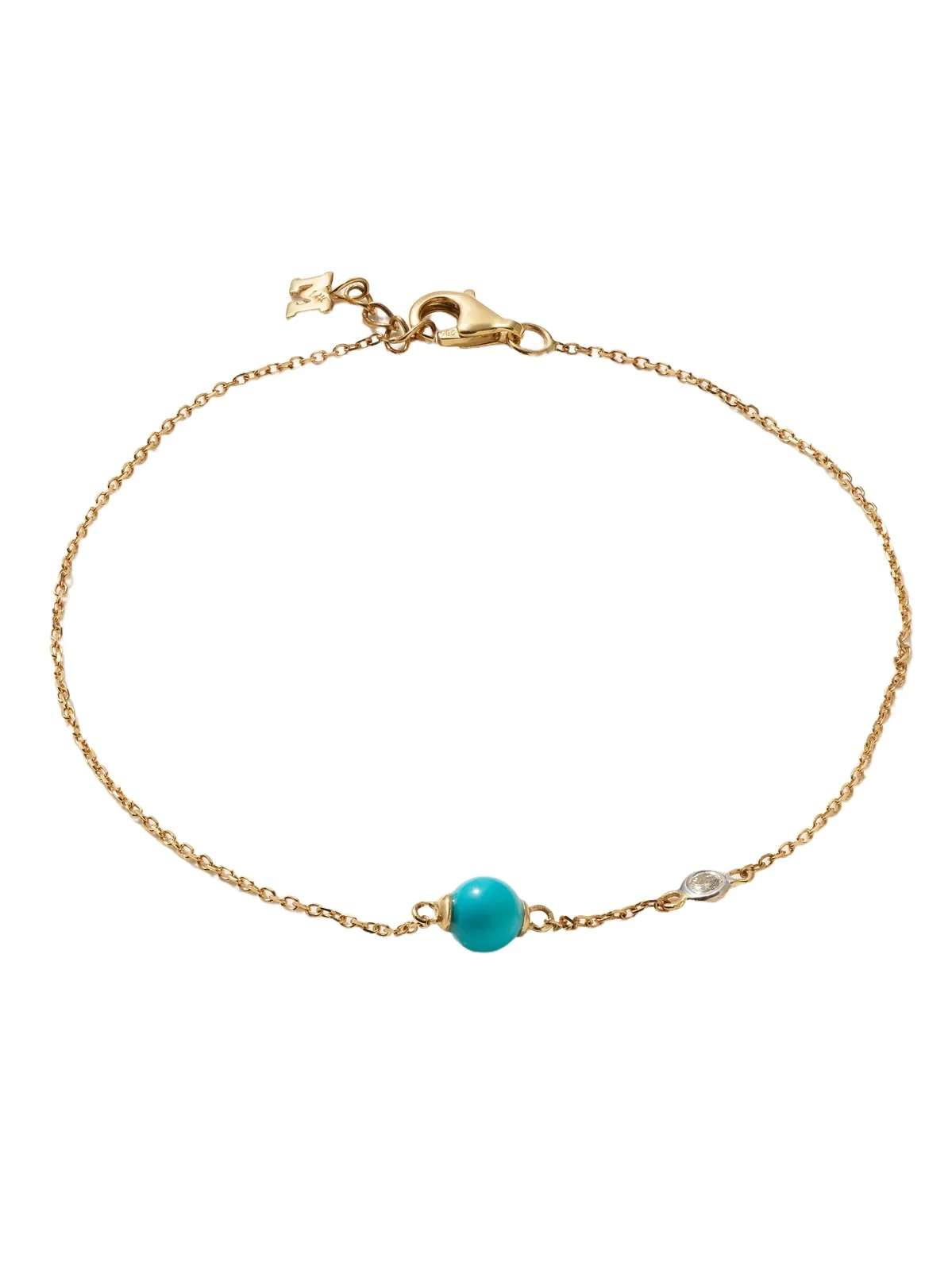 Dot 14-karat Gold, Turquoise And Diamond Bracelet - Blue