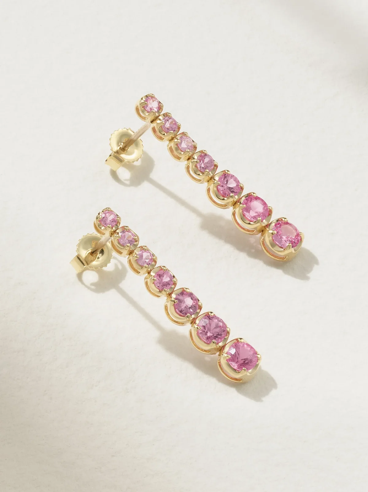 Small Graduated 18-karat Gold Sapphire Earrings Small Graduated 18-karat Gold Sapphire Earrings