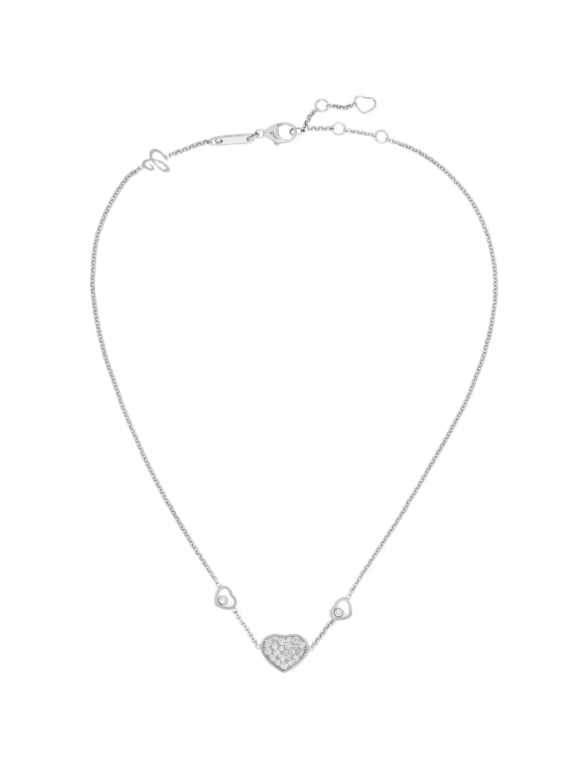 Happy Hearts 18-karat White Gold Diamond Necklace
