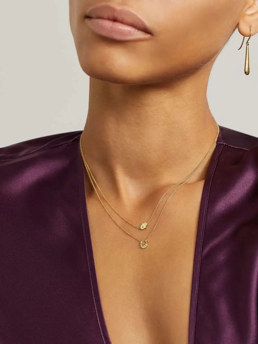 Jennifer Meyer Mini Horseshoe 18-karat Gold Emerald Necklace | Thumbnail 5