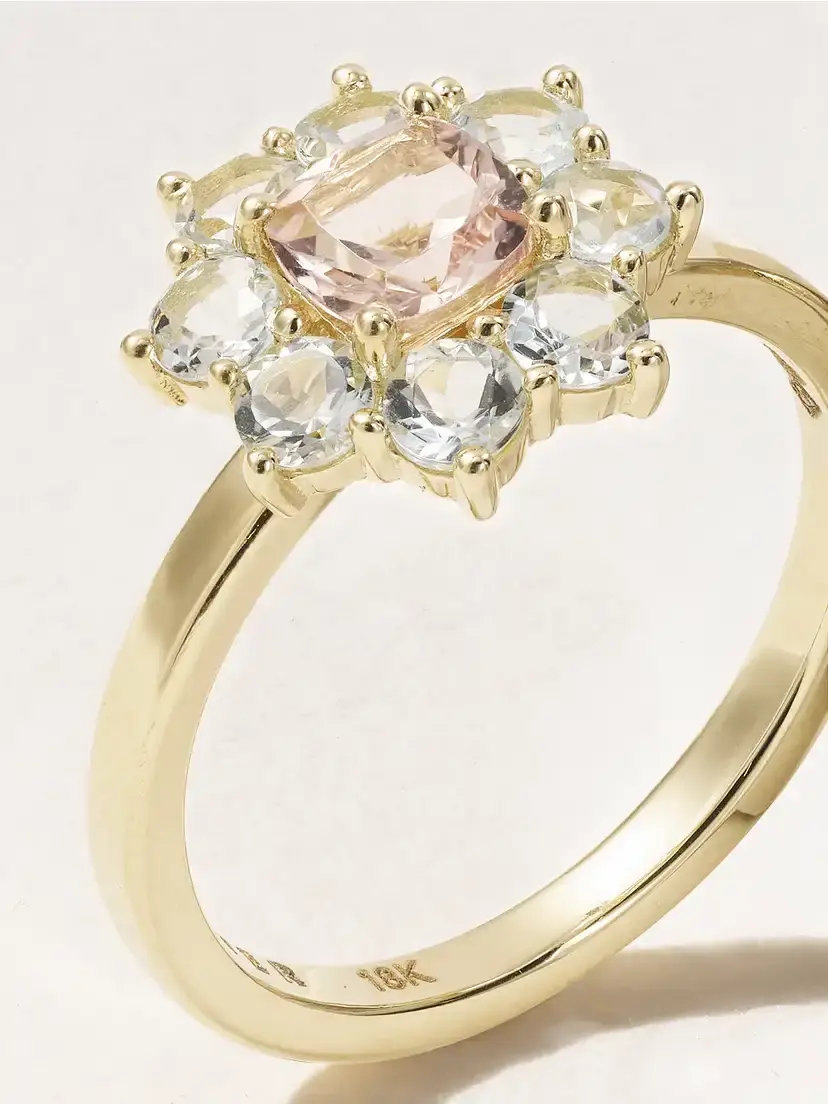 Jennifer Meyer Small 18-karat Gold, Aquamarine And Morganite Ring | Thumbnail 4 Jennifer Meyer Small 18-karat Gold, Aquamarine And Morganite Ring | Thumbnail 4