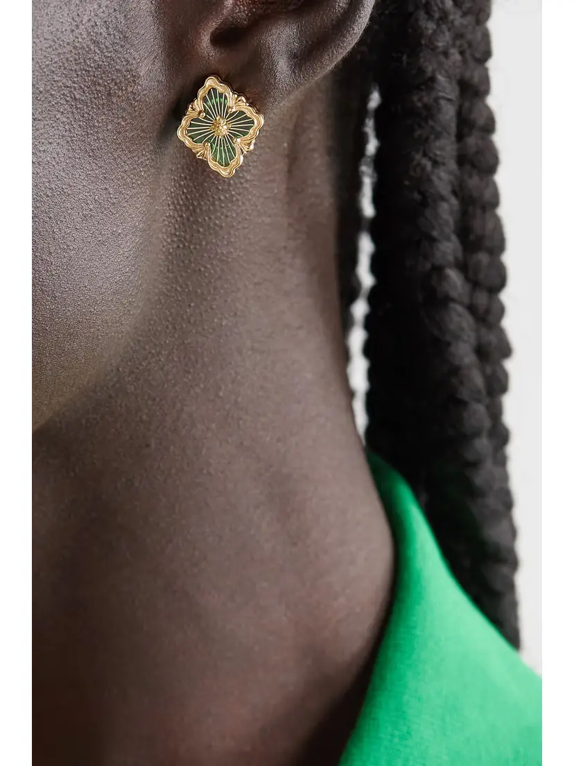 Buccellati Opera Tulle 18-karat Gold Enamel Earrings | Thumbnail 2 Buccellati Opera Tulle 18-karat Gold Enamel Earrings | Thumbnail 2