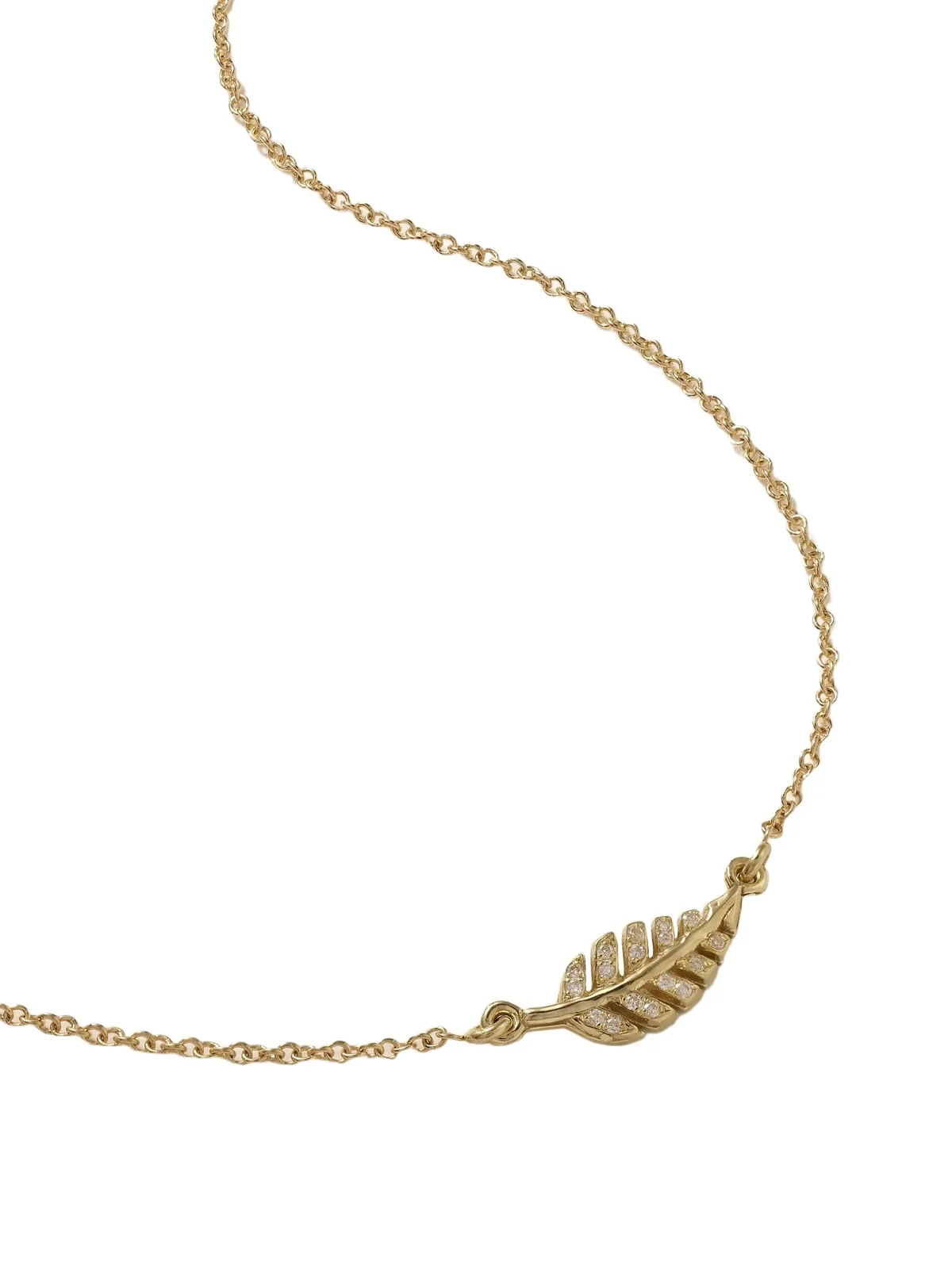 Mini Leaf 18-karat Gold Diamond Necklace