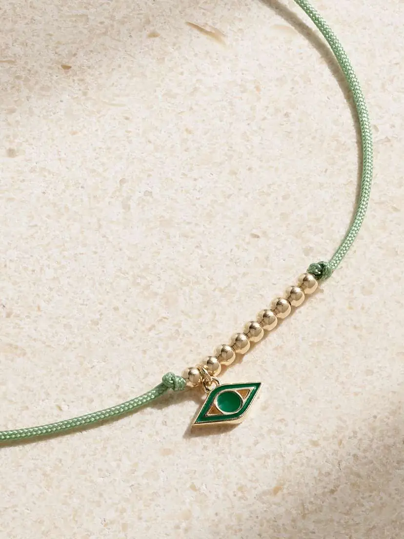 Sydney Evan Evil Eye 14-karat Gold, Cord And Enamel Bracelet | Thumbnail 4 Sydney Evan Evil Eye 14-karat Gold, Cord And Enamel Bracelet | Thumbnail 4