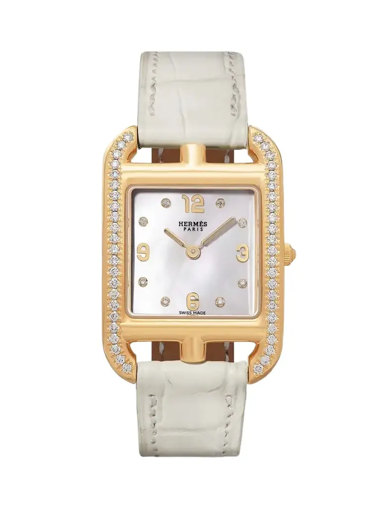 Hermès Timepieces Cape Cod 31mm Small 18-karat , Alligator, Mother-of-pearl And Diamond Watch | Image 1 Hermès Timepieces Cape Cod 31mm Small 18-karat , Alligator, Mother-of-pearl And Diamond Watch | Image 1