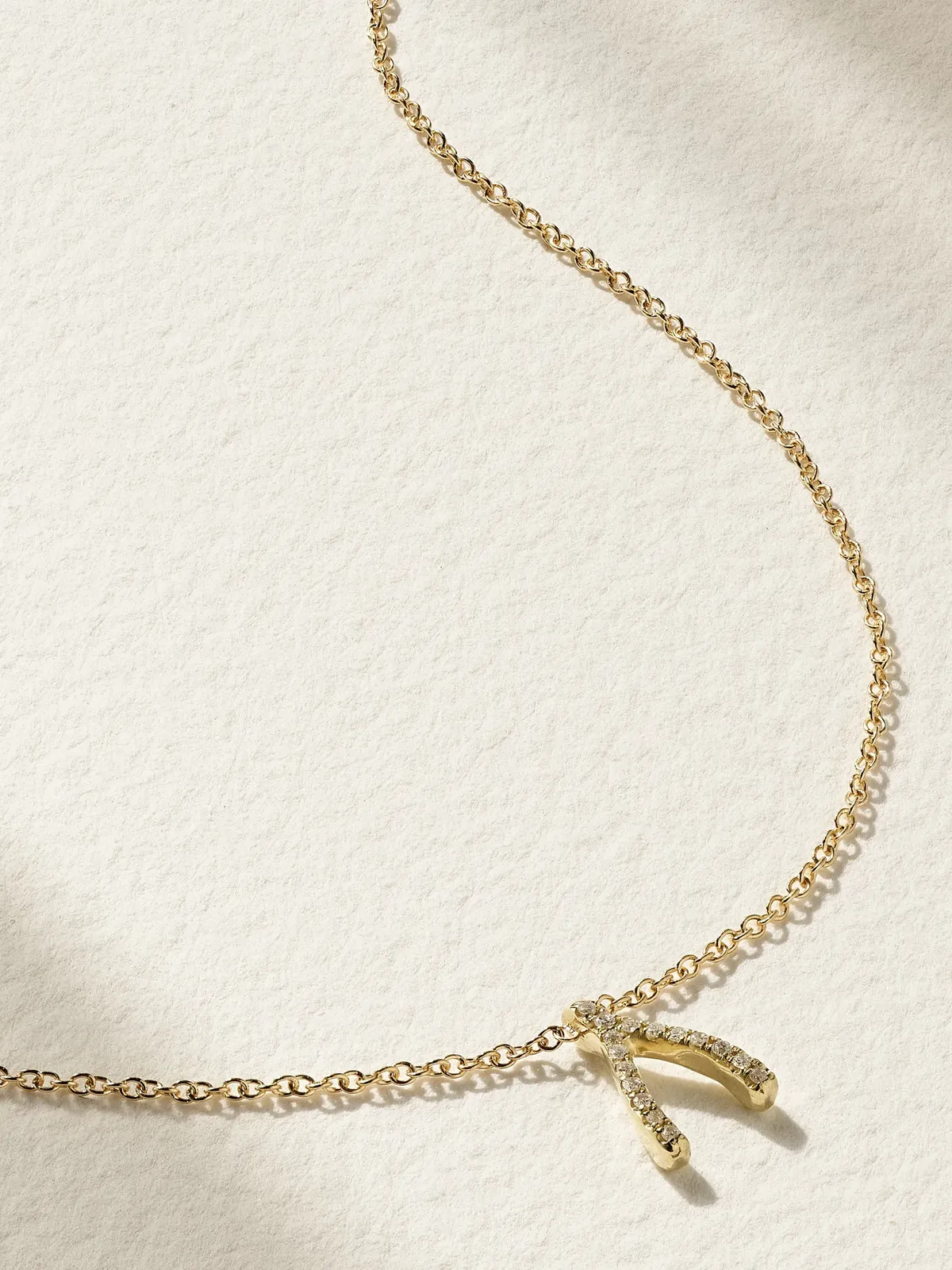 Wishbone 18-karat Gold Diamond Necklace