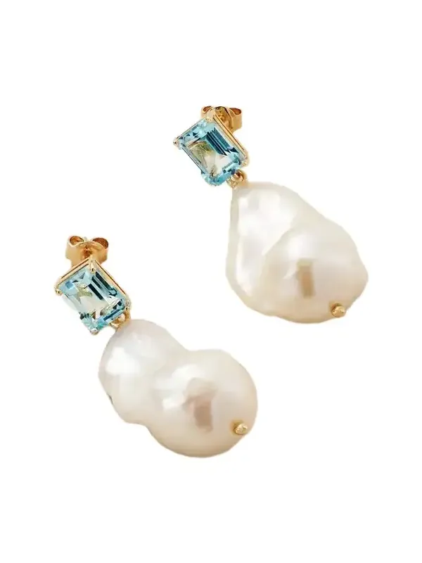 14-karat Gold, Topaz And Pearl Earrings - White 14-karat Gold, Topaz And Pearl Earrings - White