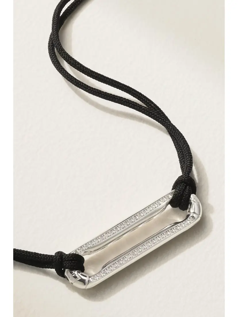 Lauren Rubinski 14-karat White Gold, Cord And Diamond Necklace | Thumbnail 4