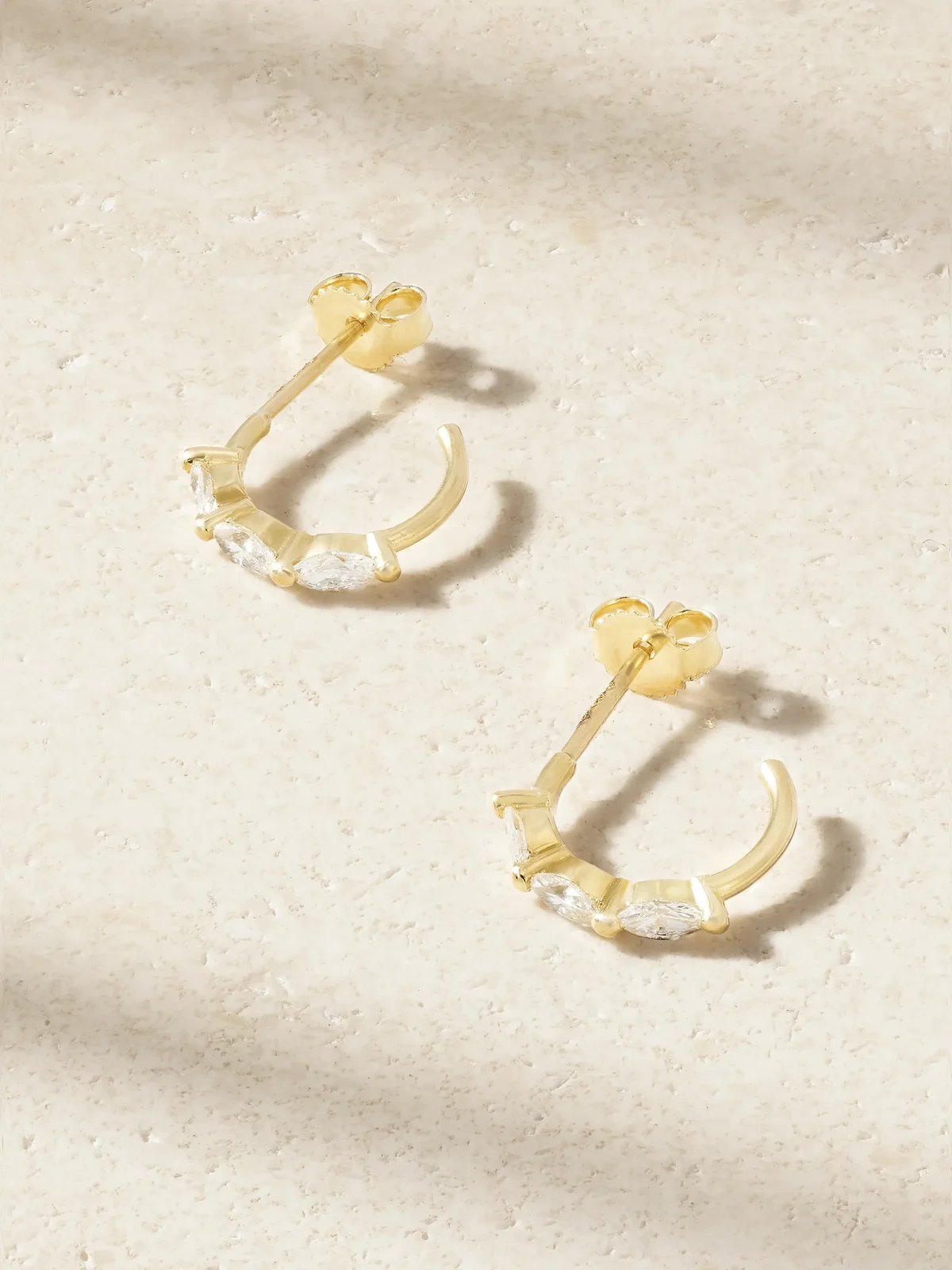 Mini Marquise 18-karat Gold Diamond Hoop Earrings