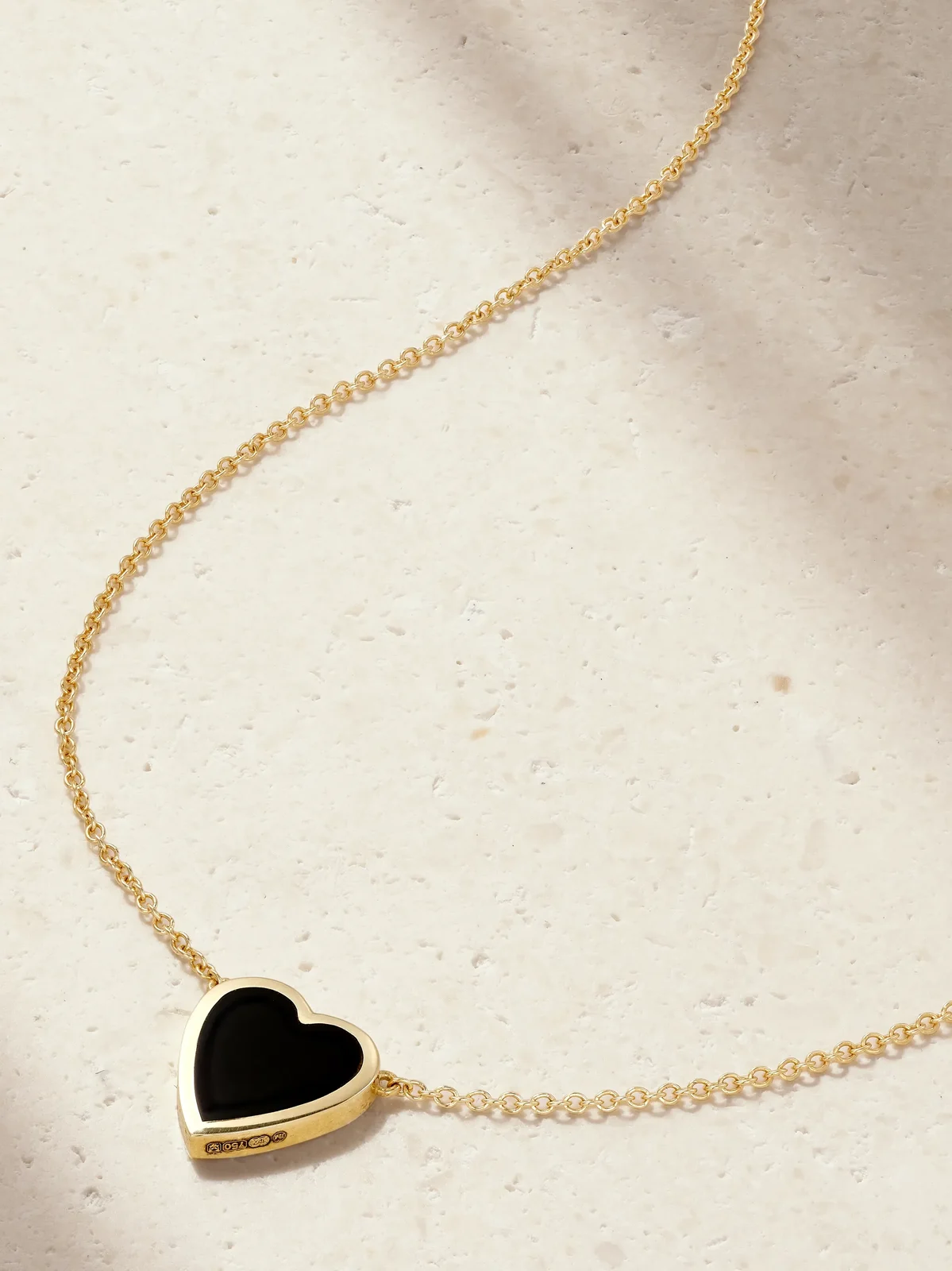 Mini Heart 18-karat Gold Onyx Necklace