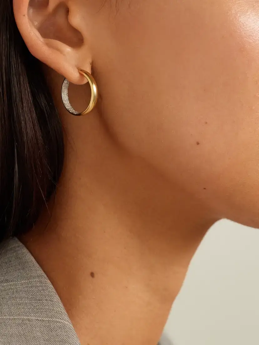 Yvonne Léon 9-karat Gold Diamond Hoop Earrings | Thumbnail 2 Yvonne Léon 9-karat Gold Diamond Hoop Earrings | Thumbnail 2