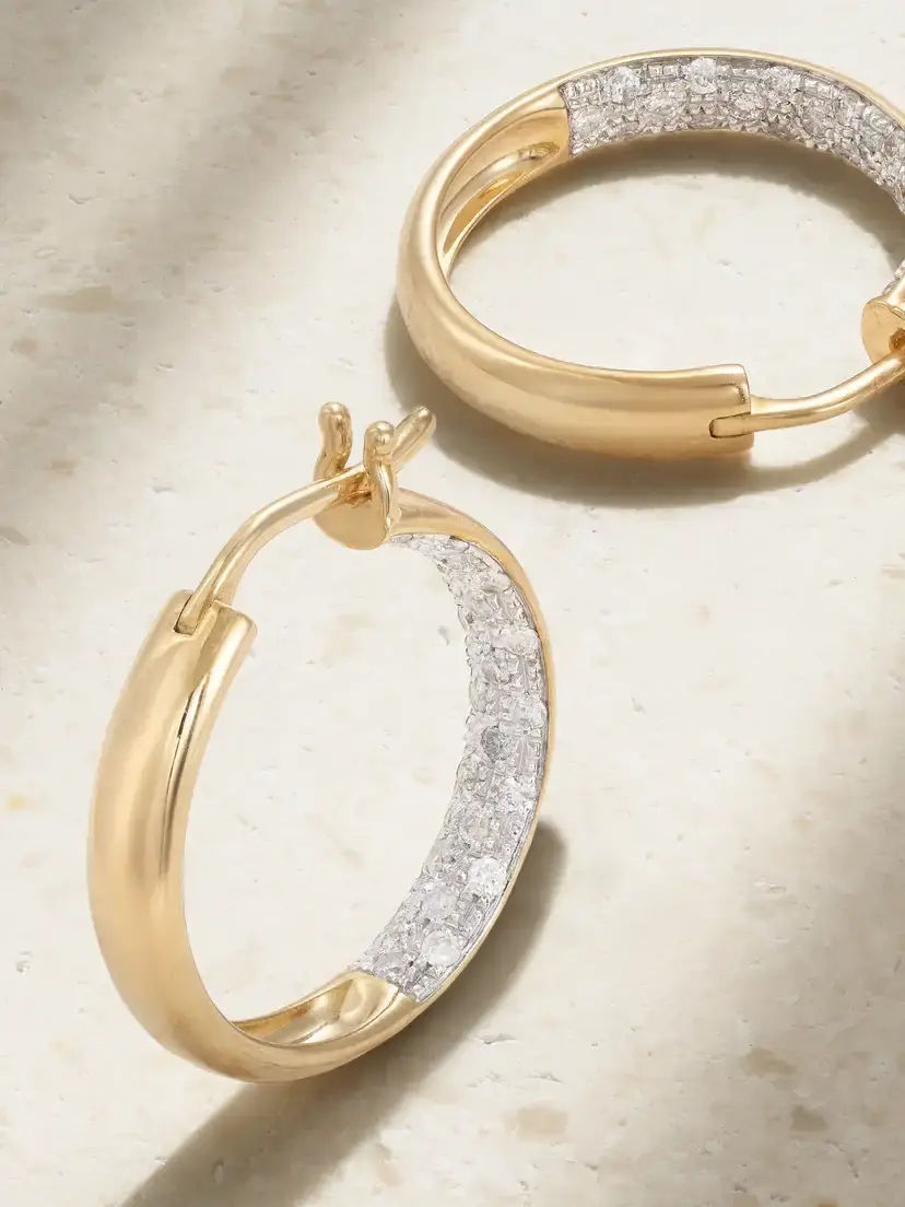 Yvonne Léon 9-karat Gold Diamond Hoop Earrings | Thumbnail 3 Yvonne Léon 9-karat Gold Diamond Hoop Earrings | Thumbnail 3