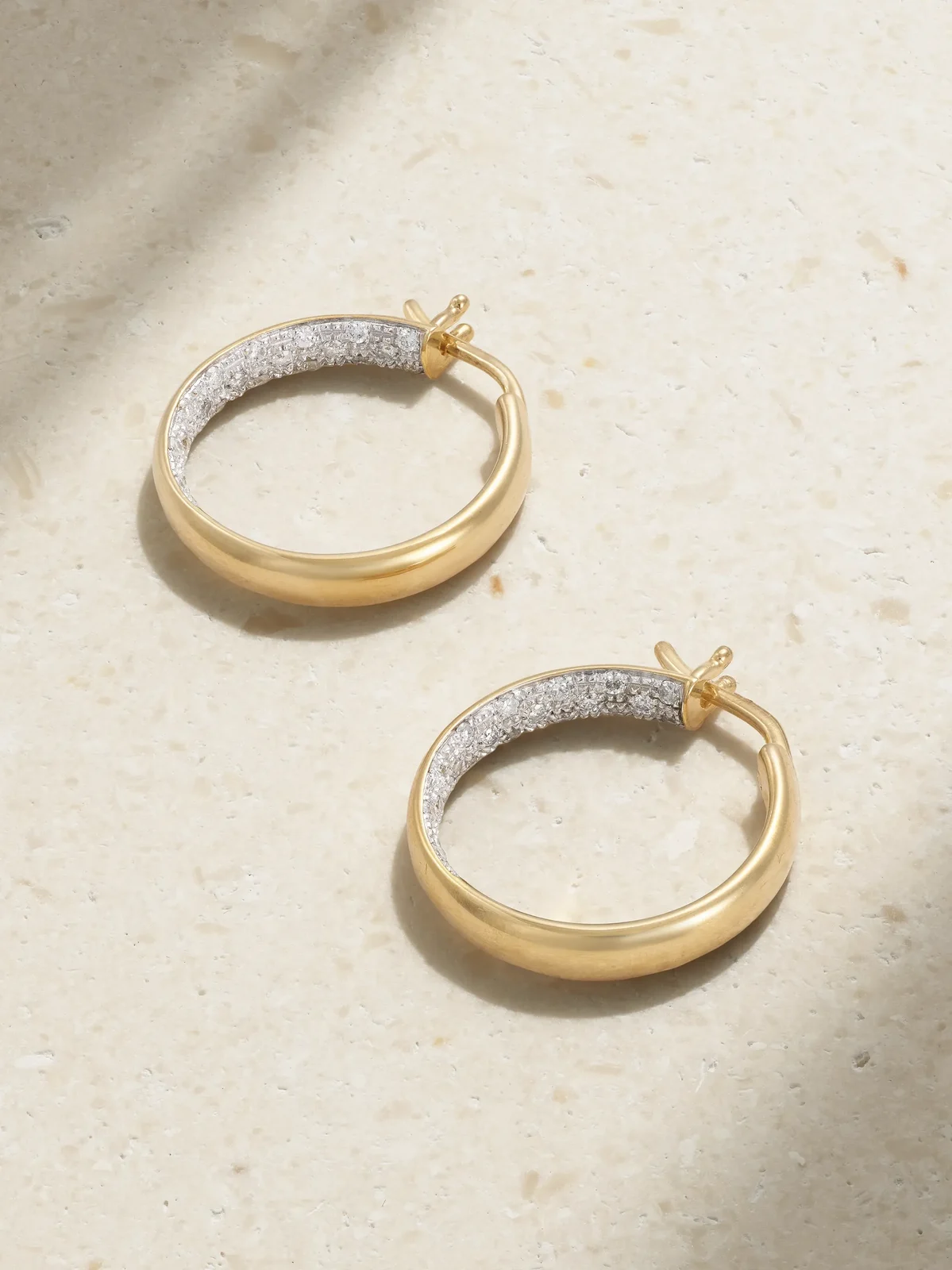 9-karat Gold Diamond Hoop Earrings