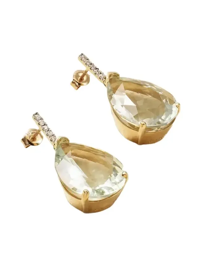 14-karat Gold, Amethyst And Diamond Earrings - Green