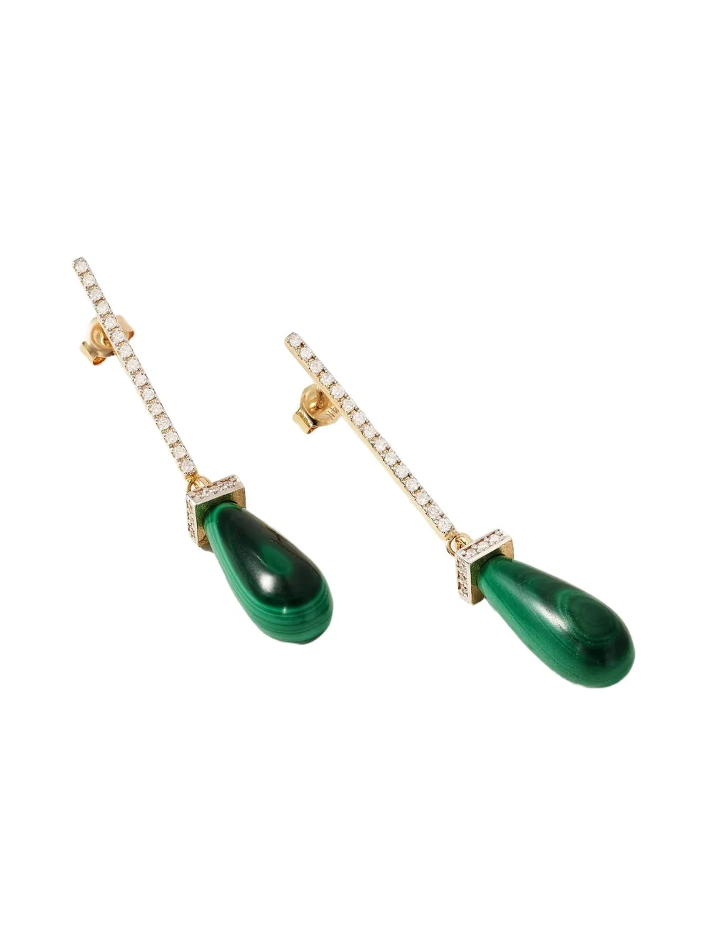 14-karat Gold, Malachite And Diamond Earrings - Green 14-karat Gold, Malachite And Diamond Earrings - Green