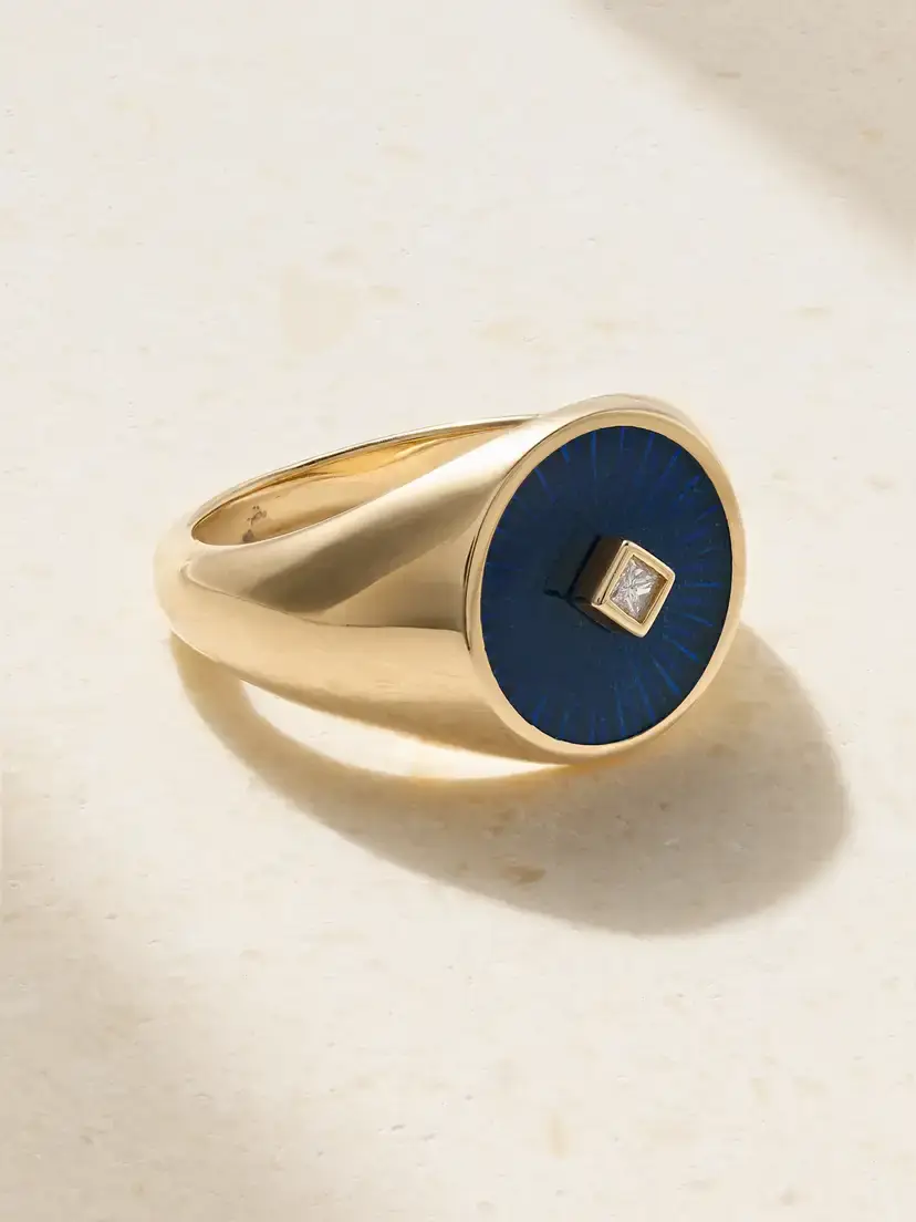 L’Atelier Nawbar Radiate Eternity 18-karat Gold, Enamel And Diamond Signet Ring | Thumbnail 2 L’Atelier Nawbar Radiate Eternity 18-karat Gold, Enamel And Diamond Signet Ring | Thumbnail 2