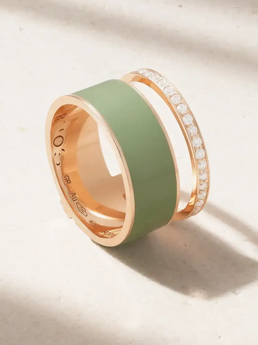 Repossi Berbere Chromatic 18-karat Rose Gold, Enamel And Diamond Ring | Thumbnail 2 Repossi Berbere Chromatic 18-karat Rose Gold, Enamel And Diamond Ring | Thumbnail 2