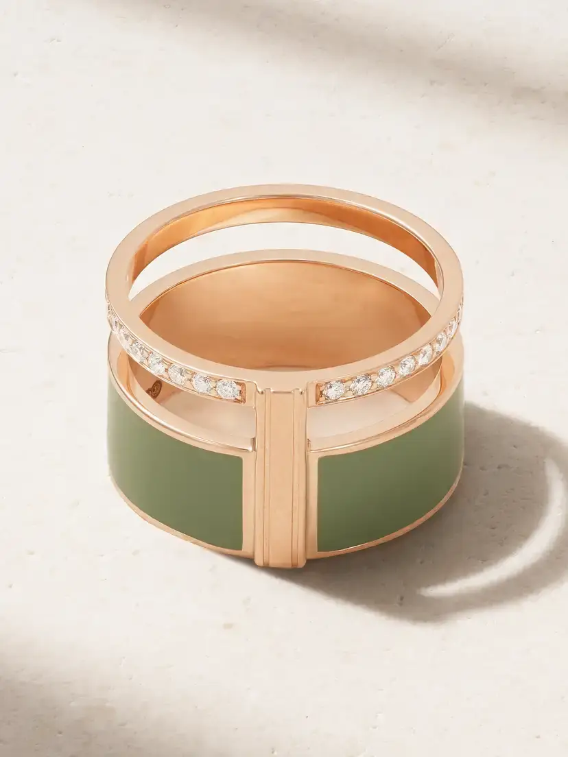 Repossi Berbere Chromatic 18-karat Rose Gold, Enamel And Diamond Ring | Thumbnail 4 Repossi Berbere Chromatic 18-karat Rose Gold, Enamel And Diamond Ring | Thumbnail 4