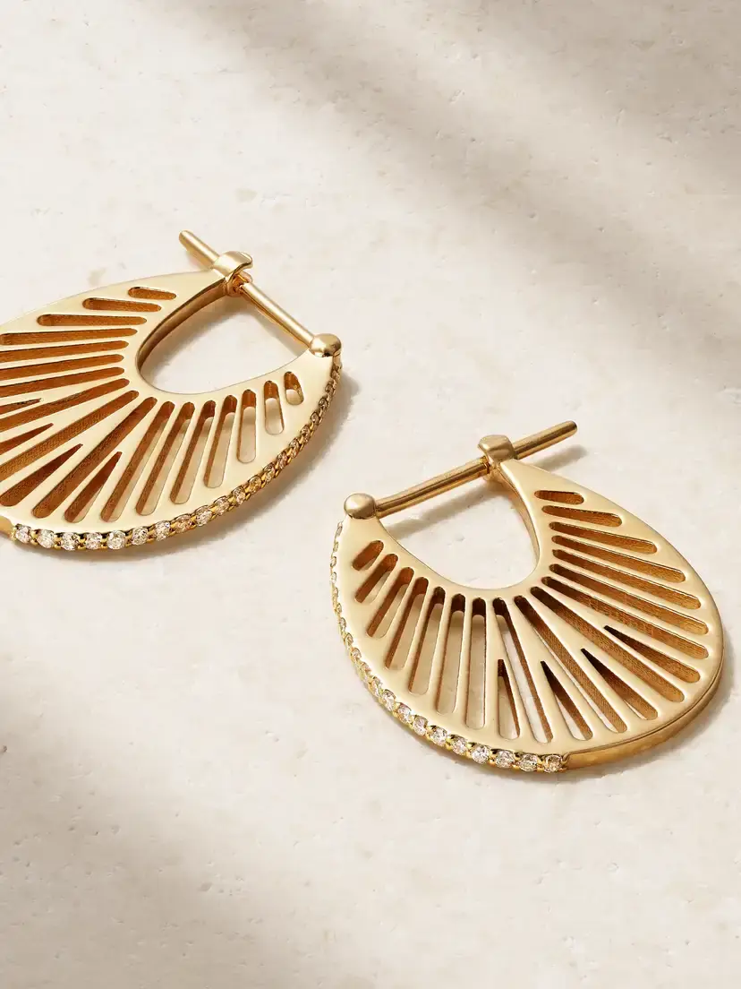 L’Atelier Nawbar Flat Ray Large 18-karat Gold Diamond Hoop Earrings | Thumbnail 3
