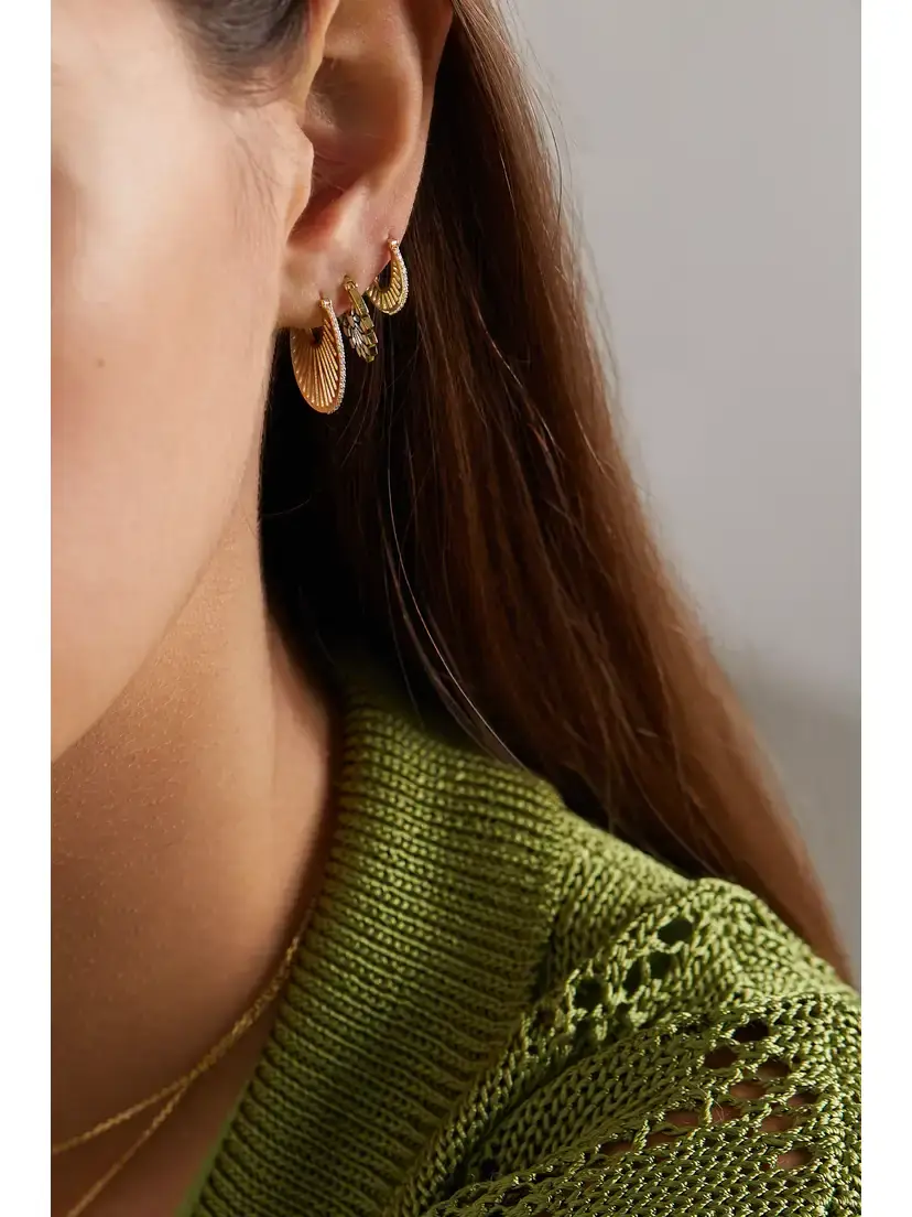 L’Atelier Nawbar Flat Ray Large 18-karat Gold Diamond Hoop Earrings | Thumbnail 4