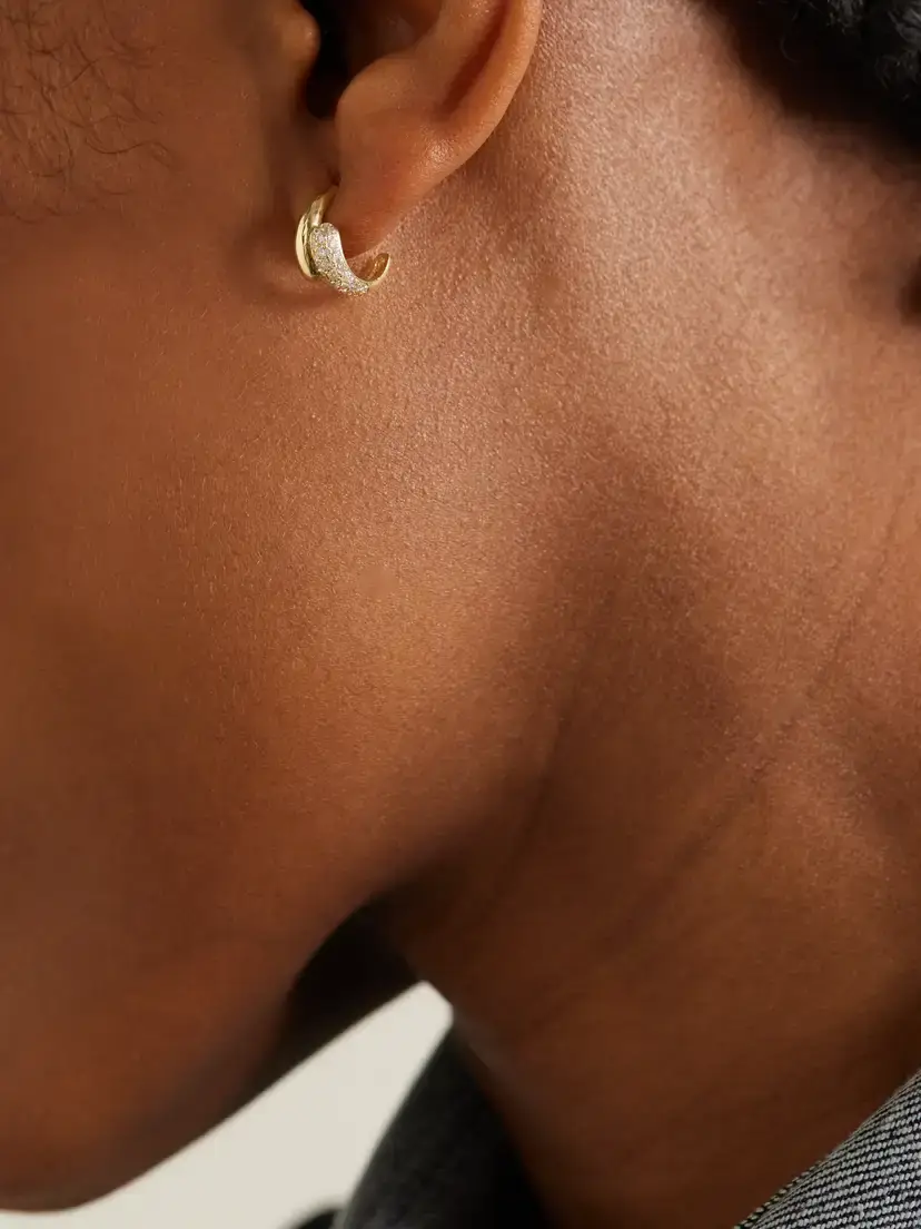 Jennifer Meyer Double Dome Mini 18-karat Gold Diamond Hoop Earrings | Thumbnail 2