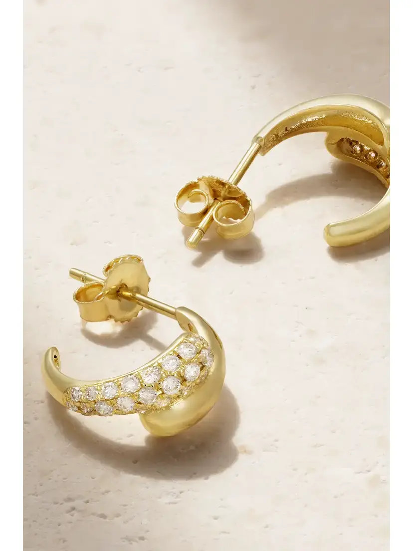 Jennifer Meyer Double Dome Mini 18-karat Gold Diamond Hoop Earrings | Thumbnail 3