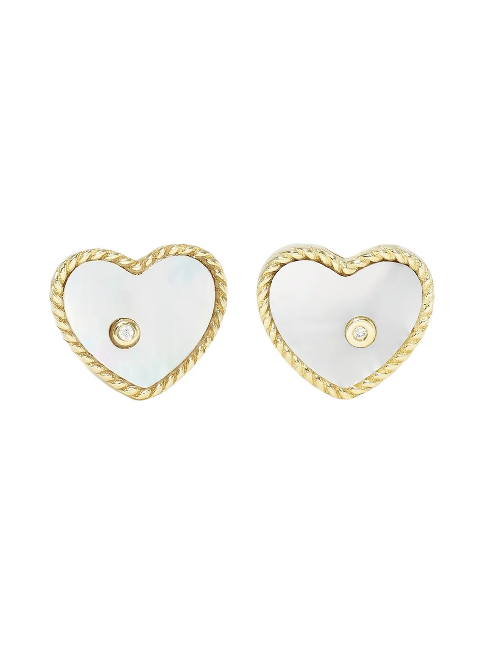 9-karat Gold, Mother-of-pearl And Diamond Earrings - White 9-karat Gold, Mother-of-pearl And Diamond Earrings - White
