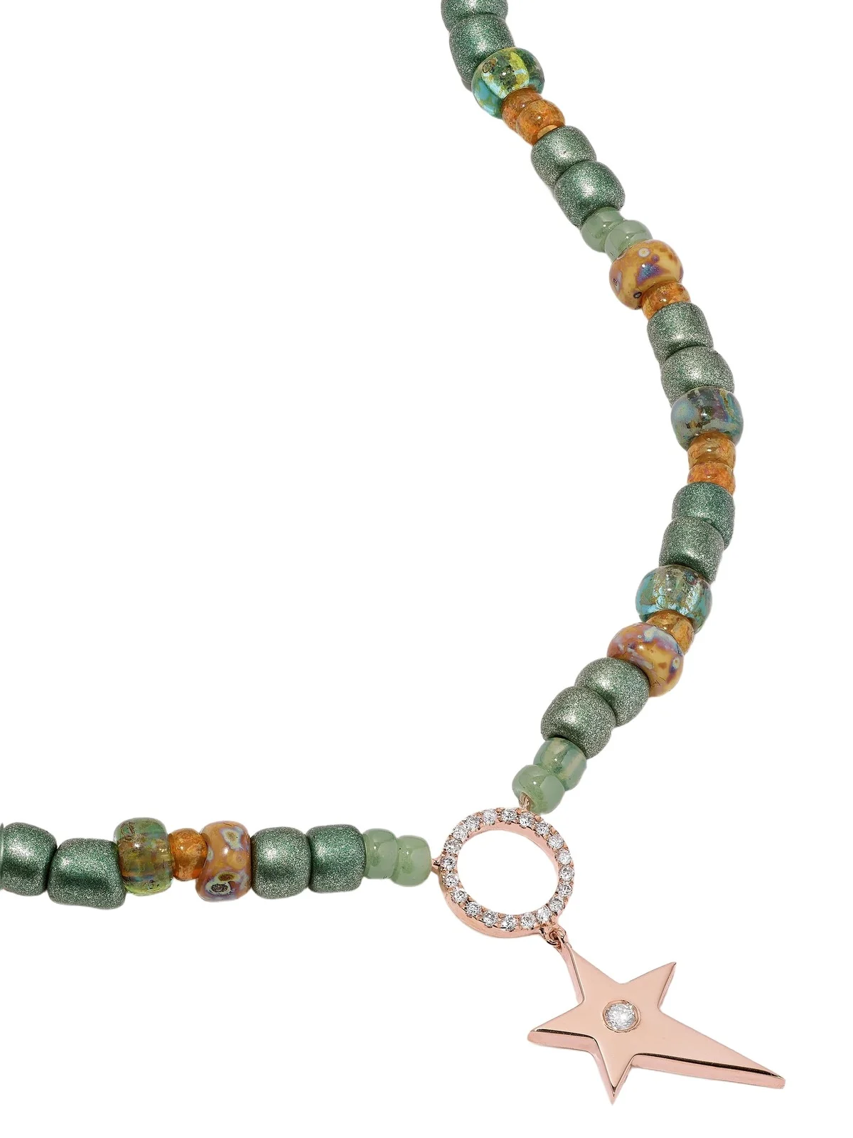 14-karat Rose Gold, Bead And Diamond Necklace 14-karat Rose Gold, Bead And Diamond Necklace