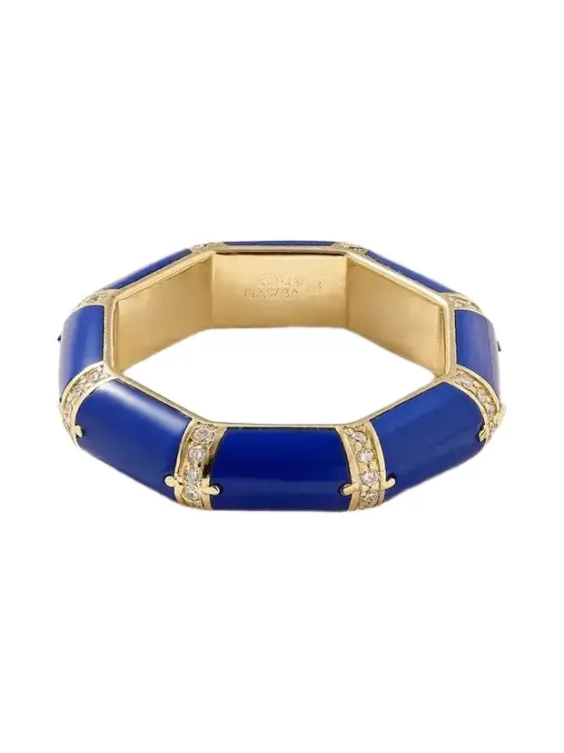 L’Atelier Nawbar Bamboo 18-karat Gold, Lapis Lazuli And Diamond Ring