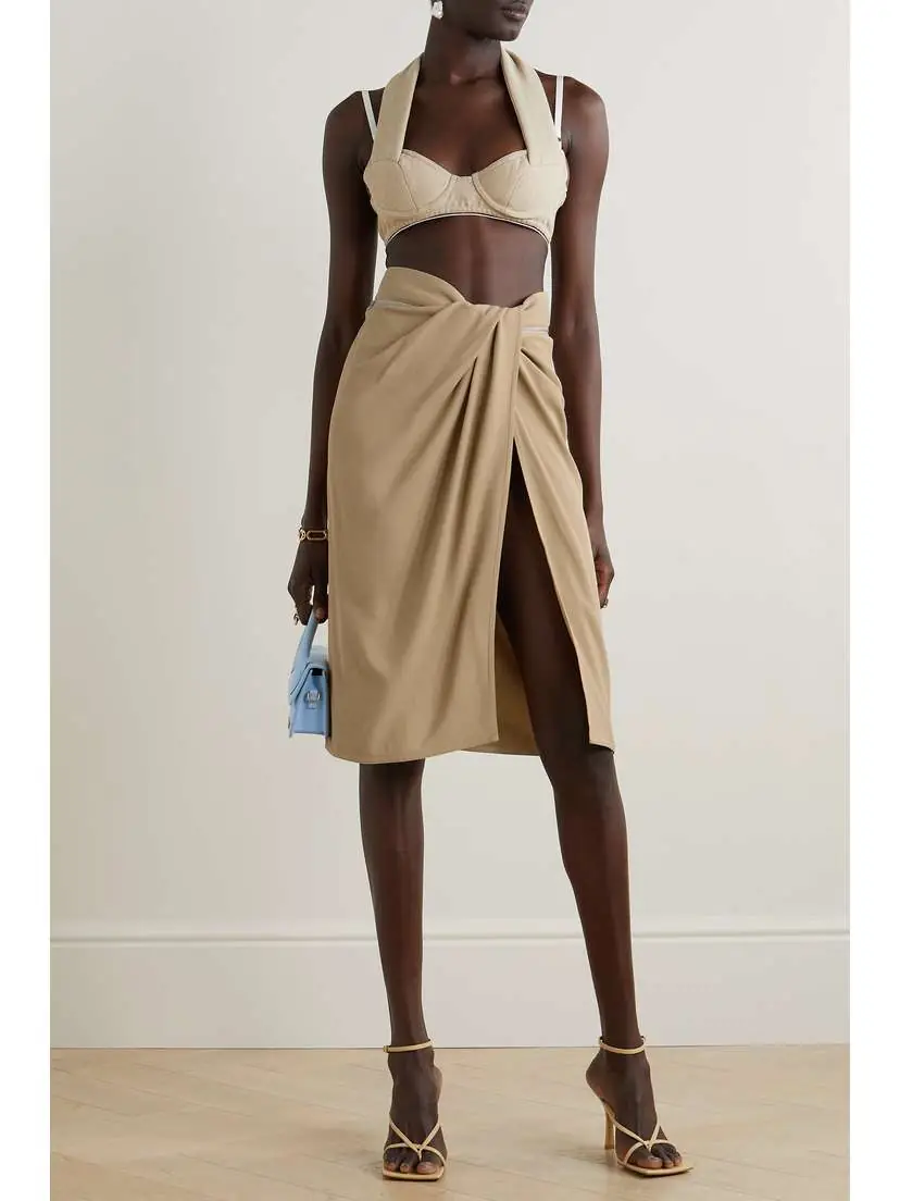 Jacquemus Bodri Zip-detailed Draped Crepe Skirt | Thumbnail 2 Jacquemus Bodri Zip-detailed Draped Crepe Skirt | Thumbnail 2